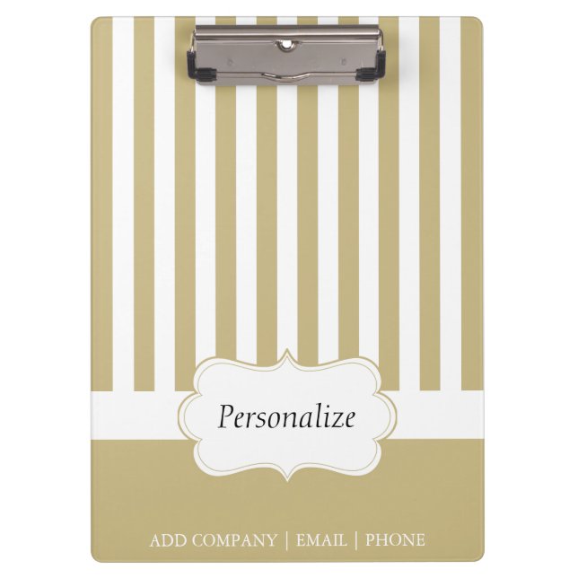 Classy Tan Sand Stripes | DIY Text Clipboard (Front)