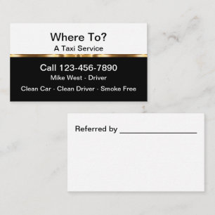 Classy Taxi Driver Referral Business Cards