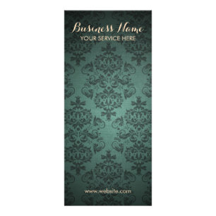 Classy Teal Damask Background Rack Cards