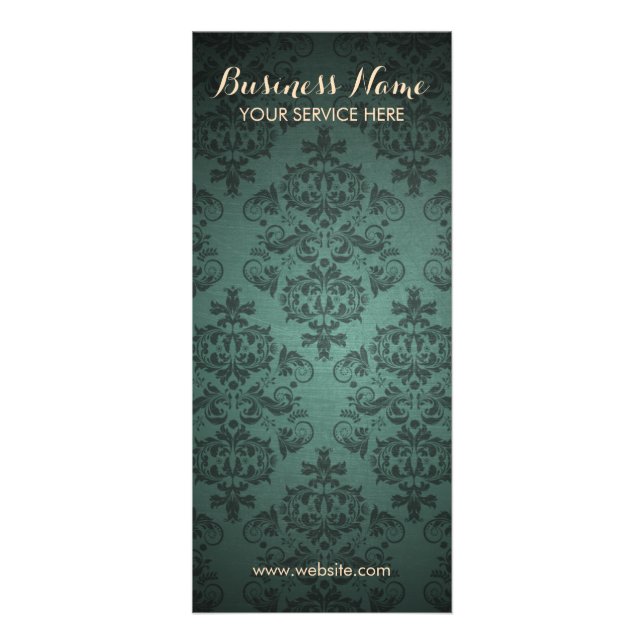 Classy Teal Damask Background Rack Cards (Front)
