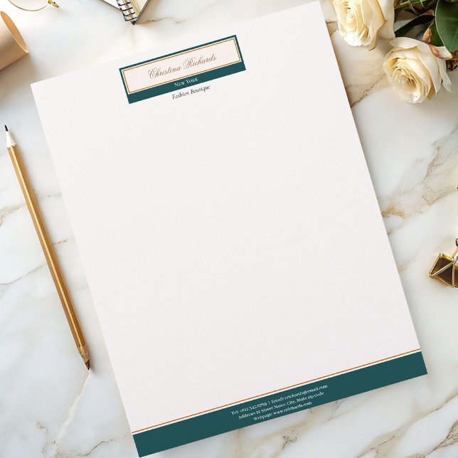 Classy Teal Ivory Business Custom Letterhead (Creator Uploaded)