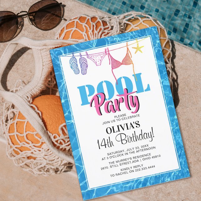 Classy Teen Pool Party | Birthday Invitation (Creator Uploaded)