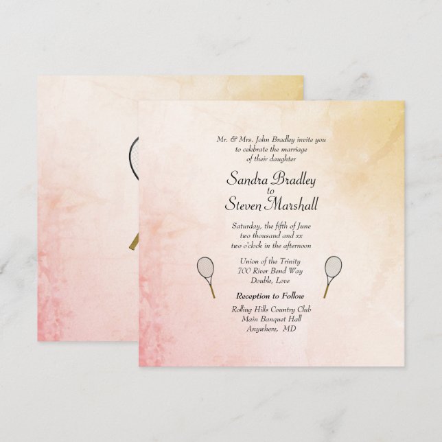 Classy Tennis Wedding Theme Invitations (Front/Back)