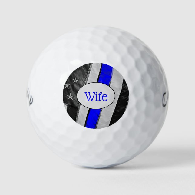Classy Thin Blue Line American Flag Cops Wife Golf Balls (Front)
