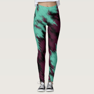 Classy Tie Dye Blue Dark Pink Abstract Pattern Leggings