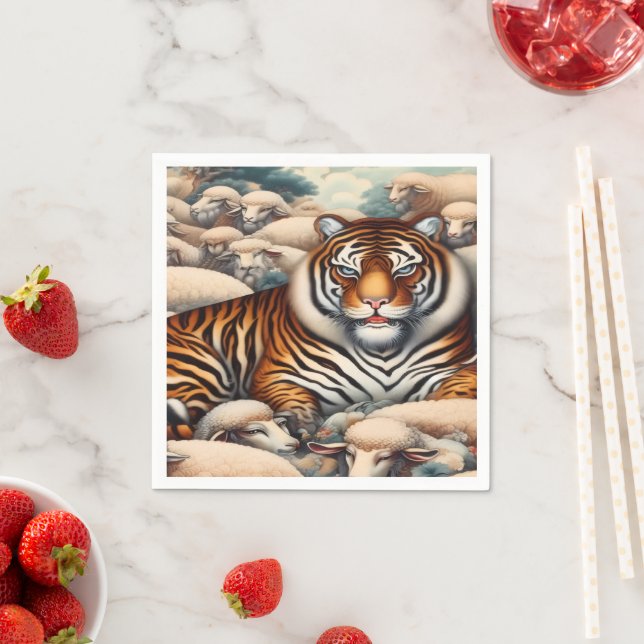 Classy Tiger Cocktail Napkin (Insitu)