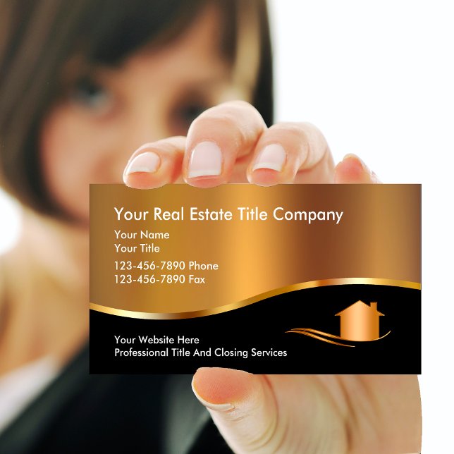 Classy Title Company Gold House Business Cards (Creator Uploaded)