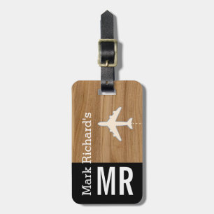 classy traveller name & initials stylish luggage tag