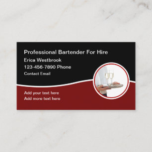 Classy Trendy Bartender For Hire Business Cards