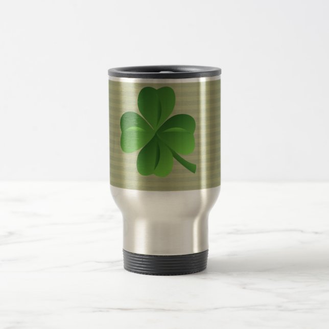 Classy Trendy  Irish Lucky Shamrock Travel Mug (Center)