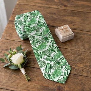 Classy Tropical Green Palm Tree Leaves Summer Art Tie