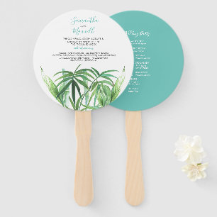 Classy Tropical Leaves Wedding Program Fan