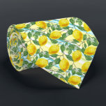 Classy Tropical Summer Lemon Fruit Art Pattern Tie<br><div class="desc">Unique neck tie with contemporary green,  aqua turquoise blue,  yellow and orange lemon fruit pattern on striped watercolor background. Ornate,  funky,  modern and whimsical hipster design for the elegant artistic fashionista or artsy fashion diva,  hip trendsetter,  vintage retro art style or abstract motif lover.</div>
