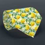 Classy Tropical Summer Lemon Fruit Art Pattern Tie<br><div class="desc">Unique neck tie with contemporary green,  aqua turquoise blue,  yellow and orange lemon fruit pattern on striped watercolor background. Ornate,  funky,  modern and whimsical hipster design for the elegant artistic fashionista or artsy fashion diva,  hip trendsetter,  vintage retro art style or abstract motif lover.</div>
