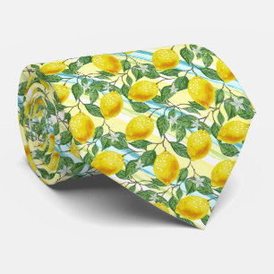 Classy Tropical Summer Lemon Fruit Art Pattern Tie