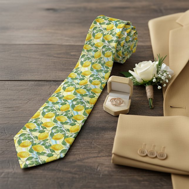 Classy Tropical Summer Lemon Fruit Art Pattern Tie (Creator Uploaded)