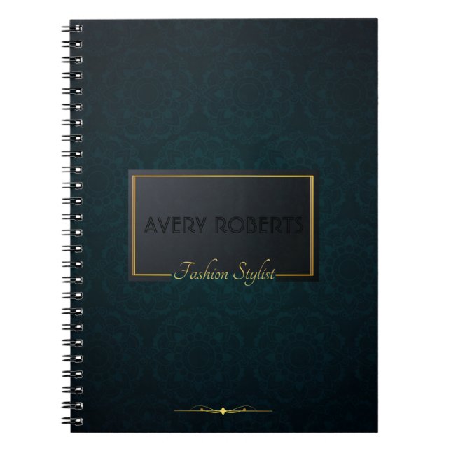Classy turquoise  Elegant geometric Professional Notebook (Front)