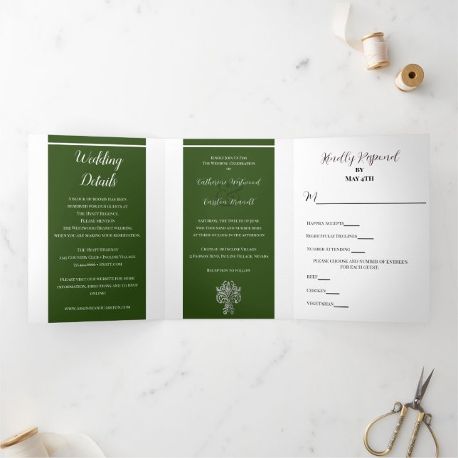 Classy Two Colour's Wedding Tri-Fold Invitation (Inside)