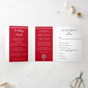 Classy Two Colour's Wedding Tri-Fold Invitation
