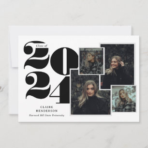 Classy Typography Script Photo Collage Graduation Announcement
