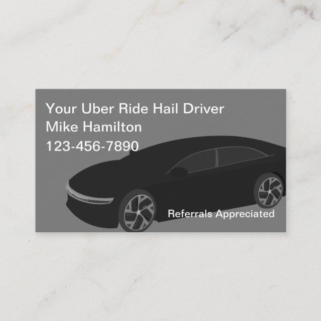 Classy Uber Driver Ride Hailing Business Cards (Front)