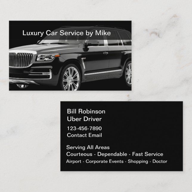Classy Uber Driver Transportation Business Cards (Front/Back)