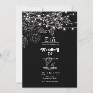 classy unique black and white wedding  invitation