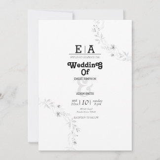 classy unique black and white wedding  invitation