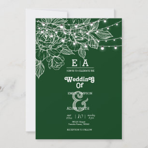 classy unique emerald green wedding  invitation