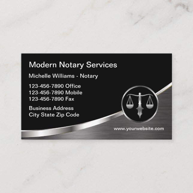 Classy Unique Notary Public Services Business Card (Front)