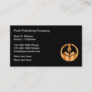 Classy Upscale Author Publisher Business Cards