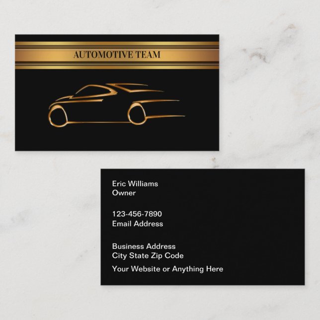 Classy Upscale Automotive Business Cards Unique (Front/Back)