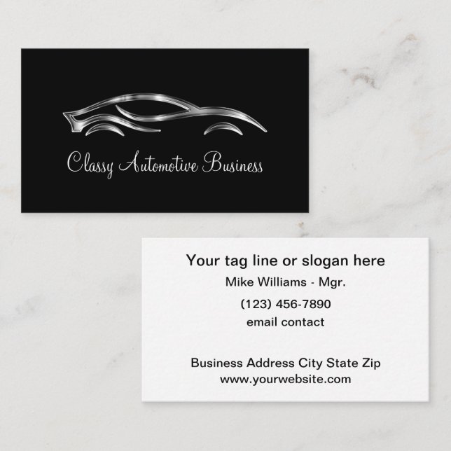 Classy Upscale Automotive Theme Business Cards (Front/Back)
