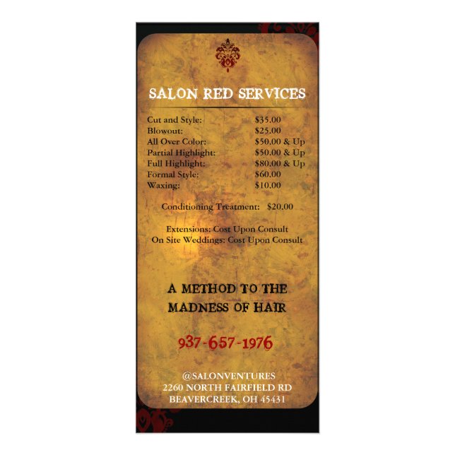 Classy Upscale Modern Business Price Card (Back)