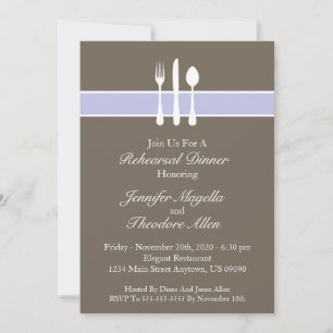 Classy Utensils Rehearsal Dinner Invite (Purple)