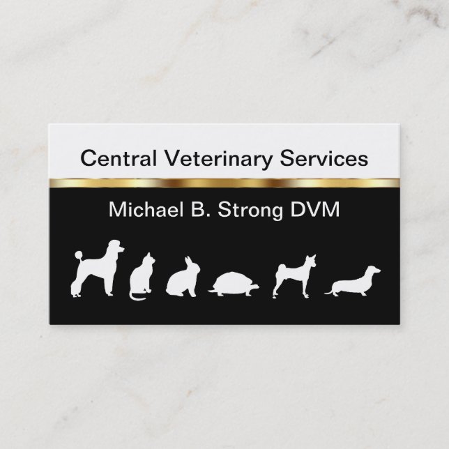 Classy Veterinarian Business Cards (Front)
