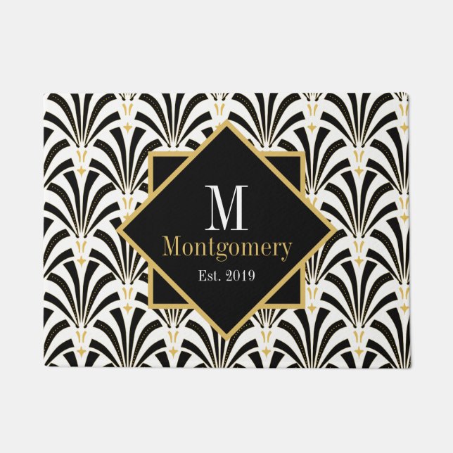 Classy Vintage 1920s Jazzy Palmettos Doormat (Front)