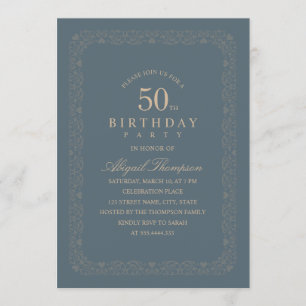 Classy Vintage 50th Birthday Party Elegant Simple Invitation