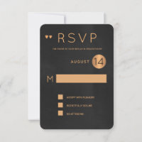 Classy vintage black metallic copper wedding rsvp