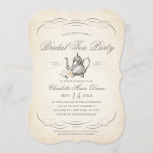 Classy Vintage Bridal Tea Party Bridal Shower Invitation