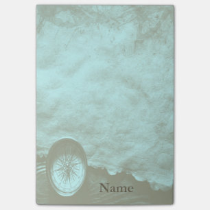 Classy vintage compass personalised post-it notes