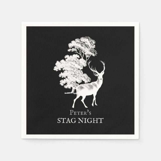 Classy Vintage Deer Forest Silhouette Stag Party Napkin (Front)