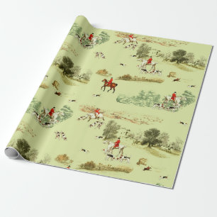 Classy Vintage English Horse Riders Hounds Hunting Wrapping Paper