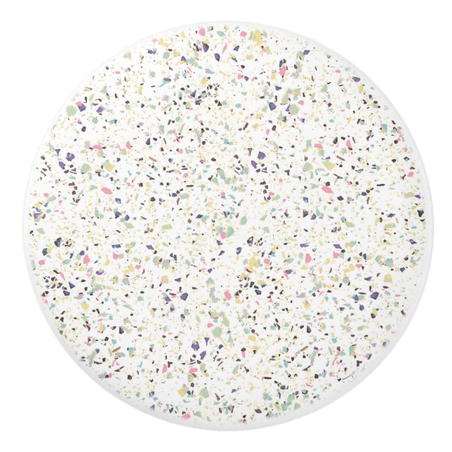 Classy vintage marble terrazzo pastel design ceramic knob (Front)