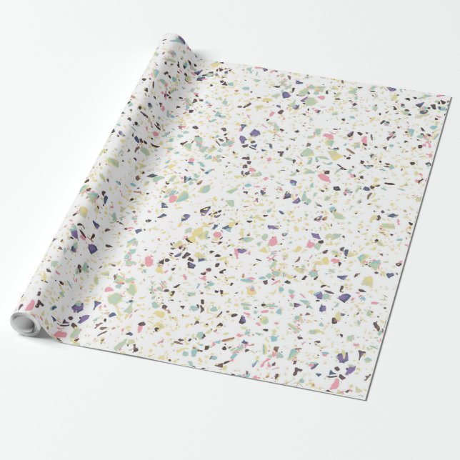 Classy vintage marble terrazzo pastel design wrapping paper (Unrolled)