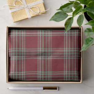 Classy Vintage Red Green Textured Tartan Plaid Tissue Paper