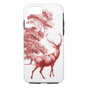 Classy Vintage Red Toile Deer in Forest Case-Mate iPhone Case