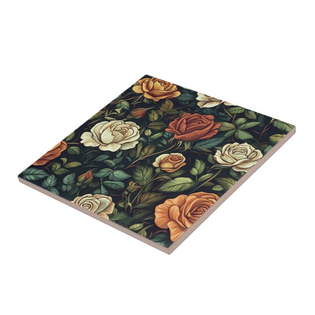 Classy Vintage Rose Tiles  For Rustic Kitchen (Side)