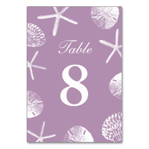 Classy Violet Beach Theme Seashells Table Numbers