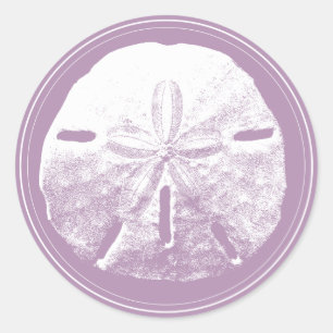 Classy Violet Sand Dollar Beach Wedding Favour Classic Round Sticker